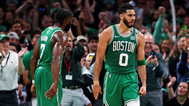 Boston Celtics teammates Jayson Tatum and Jaylen Brown