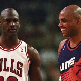 Retired NBA legends Michael Jordan and Charles Barkley