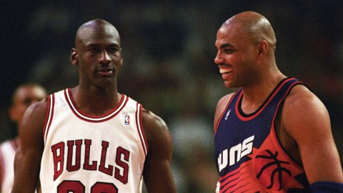 Retired NBA legends Michael Jordan and Charles Barkley