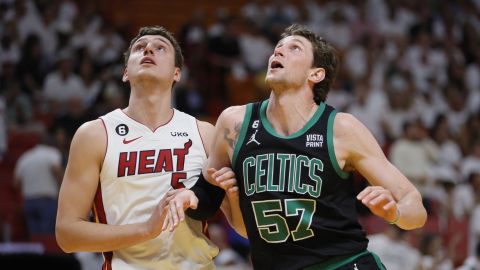 Former Boston Celtics forward Mike Muscala and Miami Heat forward Nikola Jovic