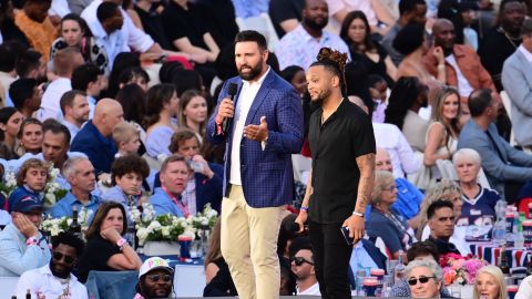 Retired New England Patriots players Patrick Chung and Rob Ninkovich