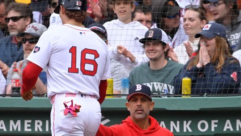 Boston Red Sox manager Alex Cora and outfielder Jarren Duran