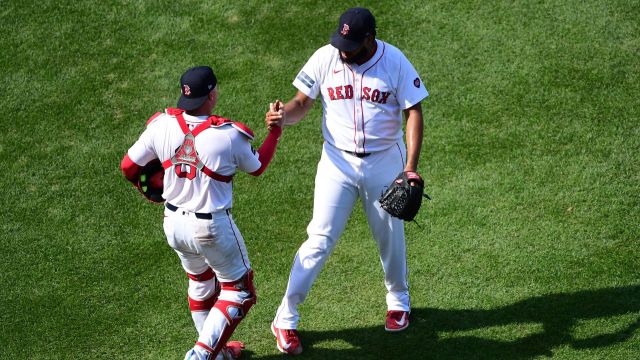 Boston Red Sox catcher Reese McGuire and closer Kenley Jansen