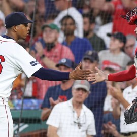 Boston Red Sox teammates Brayan Bello and Connor Wong