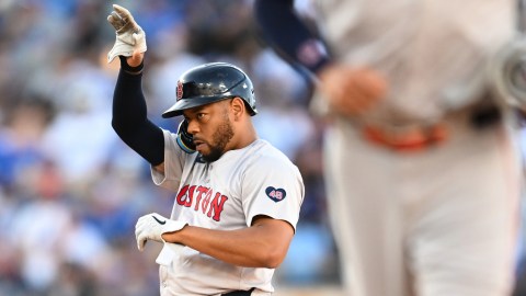 Boston Red Sox first baseman Dominic Smith