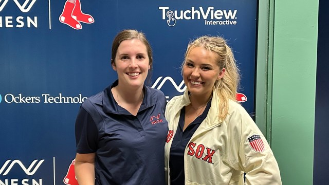 Portland Sea Dogs broadcasters Emma Tiedemann and Rylee Pay