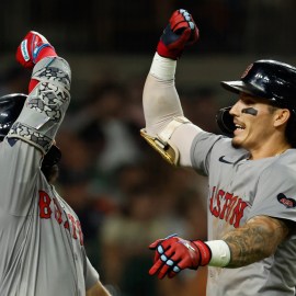 Boston Red Sox teammates Jarren Duran and Wilyer Abreu