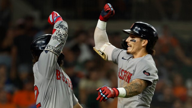 Boston Red Sox teammates Jarren Duran and Wilyer Abreu