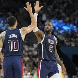 Team USA forwards Jayson Tatum and LeBron James