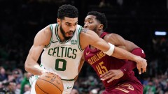 Boston Celtics forward Jayson Tatum and Cleveland Cavaliers guard Donovan Mitchell