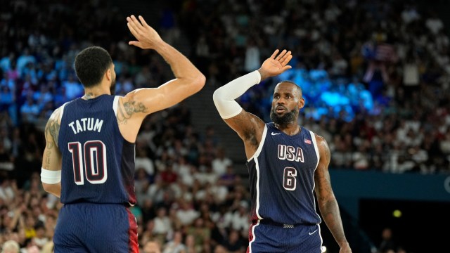 Boston Celtics forward Jayson Tatum and Los Angeles Lakers forward LeBron James