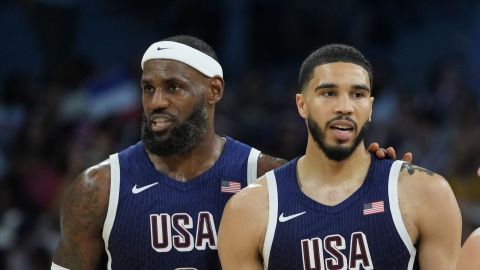 Team USA teammates Jayson Tatum and LeBron James