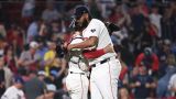 Boston Red Sox closer Kenley Jansen and catcher Connor Wong