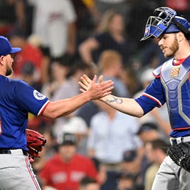 Texas Rangers teammates Kirby Yates and Jonah Heim