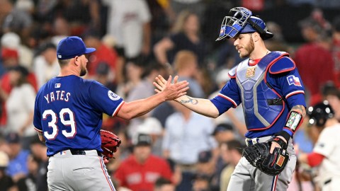 Texas Rangers teammates Kirby Yates and Jonah Heim