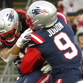 New England Patriots safety Kyle Dugger and Atlanta Falcons linebacker Matthew Judon