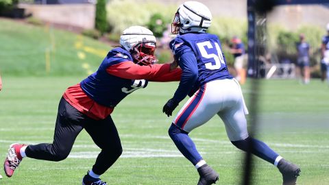 New England Patriots linebacker Matthew Judon and defensive end John Morgan