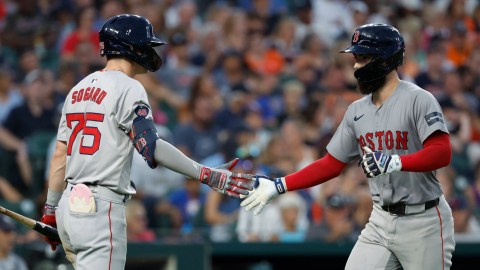 Boston Red Sox teammates Nick Sogard and Connor Wong