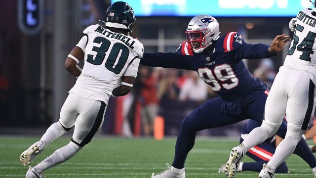 Philadelphia Eagles cornerback Quinyon Mitchell and New England Patriots defensive end Keion White