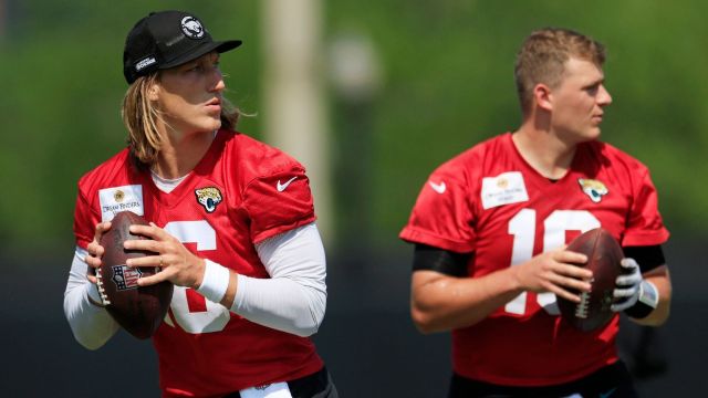 Jacksonville Jaguars quarterbacks Trevor Lawrence and Mac Jones