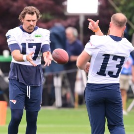 New England Patriots punter Bryce Baringer, place kicker Joey Slye