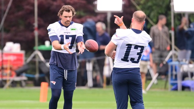 New England Patriots punter Bryce Baringer, place kicker Joey Slye