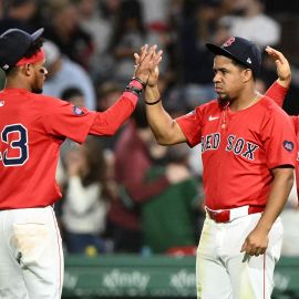 Boston Red Sox infielders Enmanuel Valdez and Ceddanne Rafaela