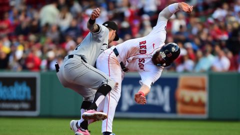 Chicago White Sox shortstop Jacob Amaya and Boston Red Sox shortstop Trevor Story