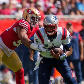 New England Patriots quarterback Jacoby Brissett and San Francisco 49ers linebacker De'Vondre Campbell