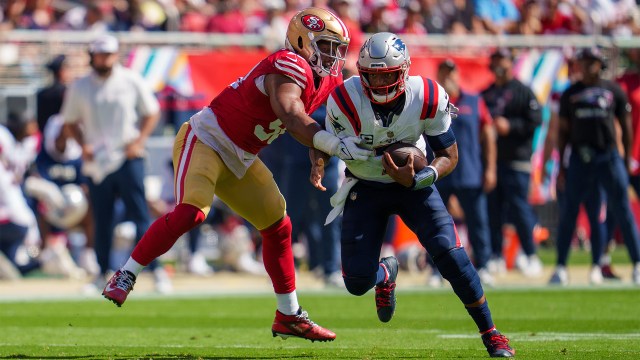 New England Patriots quarterback Jacoby Brissett and San Francisco 49ers linebacker De'Vondre Campbell