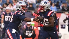 New England Patriots quarterback jacoby Brissett and running back Rhamondre Stevenson