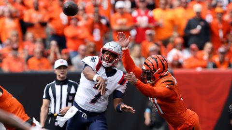 New England Patriots quarterback Jacoby Brissett and Cincinnati Bengals defensive end Trey Hendrickson