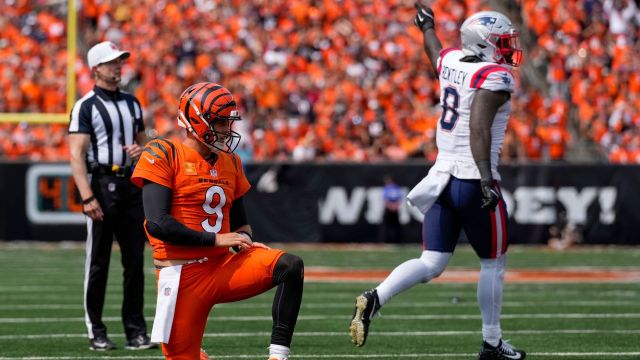 Cincinnati Bengals quarterback Joe Burrow and New England Patriots linebacker Ja'Whaun Bentley