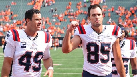 New England Patriots long snapper Joe Cardona, tight end Hunter Henry