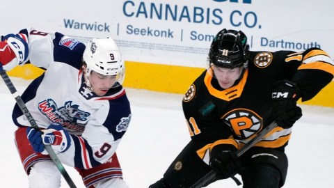 Boston Bruins prospect Riley Duran and New York Rangers prospect Brett Berard