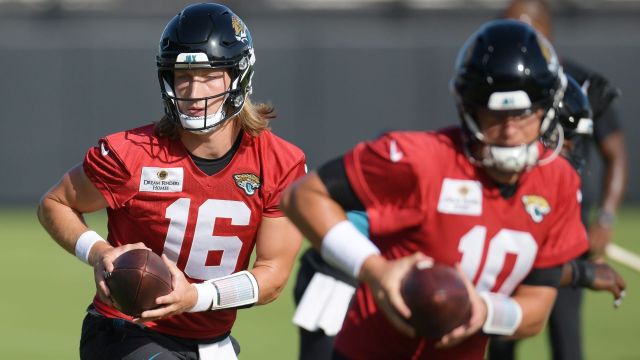 Jacksonville Jaguars quarterbacks Trevor Lawrence and Mac Jones