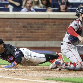 New York Mets shortstop Francisco Lindor and Boston Red Sox catcher Connor Wong