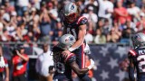 New England Patriots running back JaMycal Hasty and safety Brenden Schooler