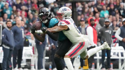 New England Patriots cornerback Christian Gonzalez and Jacksonville Jaguars wide receiver Brian Thomas Jr.