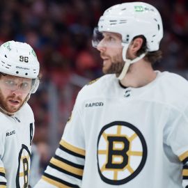 Boston Bruins forwards David Pastrnak and Pavel Zacha