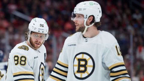 Boston Bruins forwards David Pastrnak and Pavel Zacha