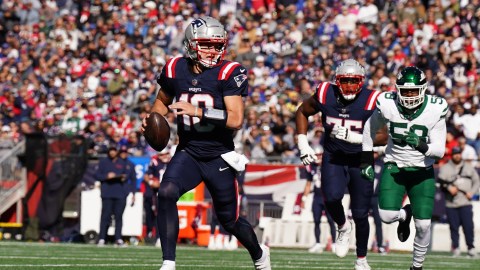 New England Patriots quarterback Drake Maye