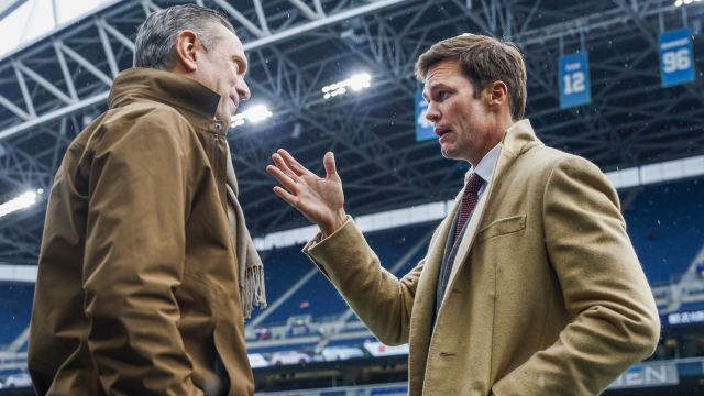 Former NFL quarterbacks Drew Bledsoe and Tom Brady