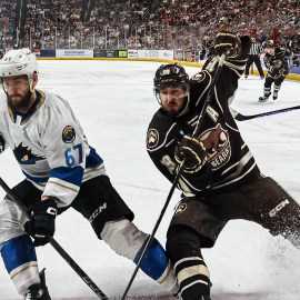 Former Boston Bruins prospect Jakub Zboril and Hershey Bears forward Hendrix Lapierre