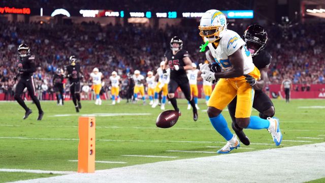 Los Angeles Chargers wide receiver Jalen Reagor and Arizona Cardinals cornerback Starling Thomas V