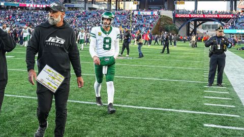 New York Jets interim head coach Jeff Ulbrich and quarterback Aaron Rodgers