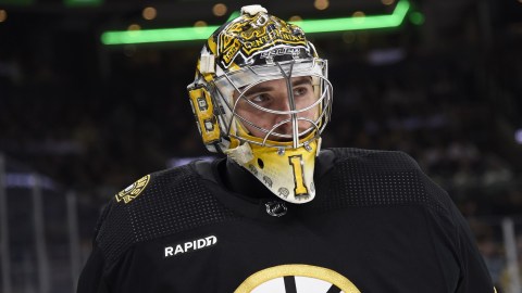 Boston Bruins goalie Jeremy Swayman