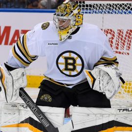 Boston Bruins goalie Jeremy Swayman