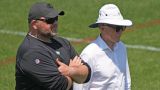 New York Jets general manager Joe Douglas and owner Woody Johnson