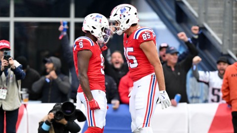 New England Patriots wide receiver Kayshon Boutte, tight end Hunter Henry